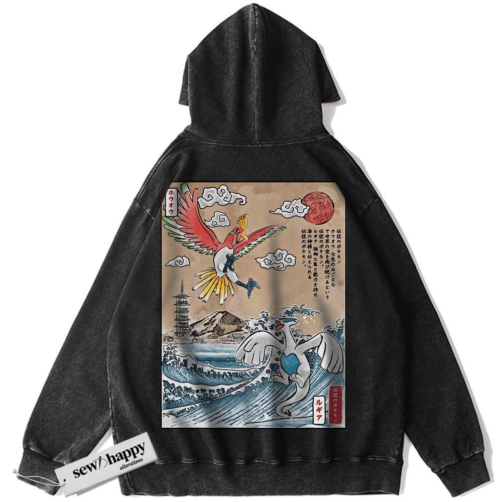 Wash Hoodie Lugia vs Ho-oh Hoodie, Pokemon Hoodie, Anime Hoodie, Vintage Hoodie