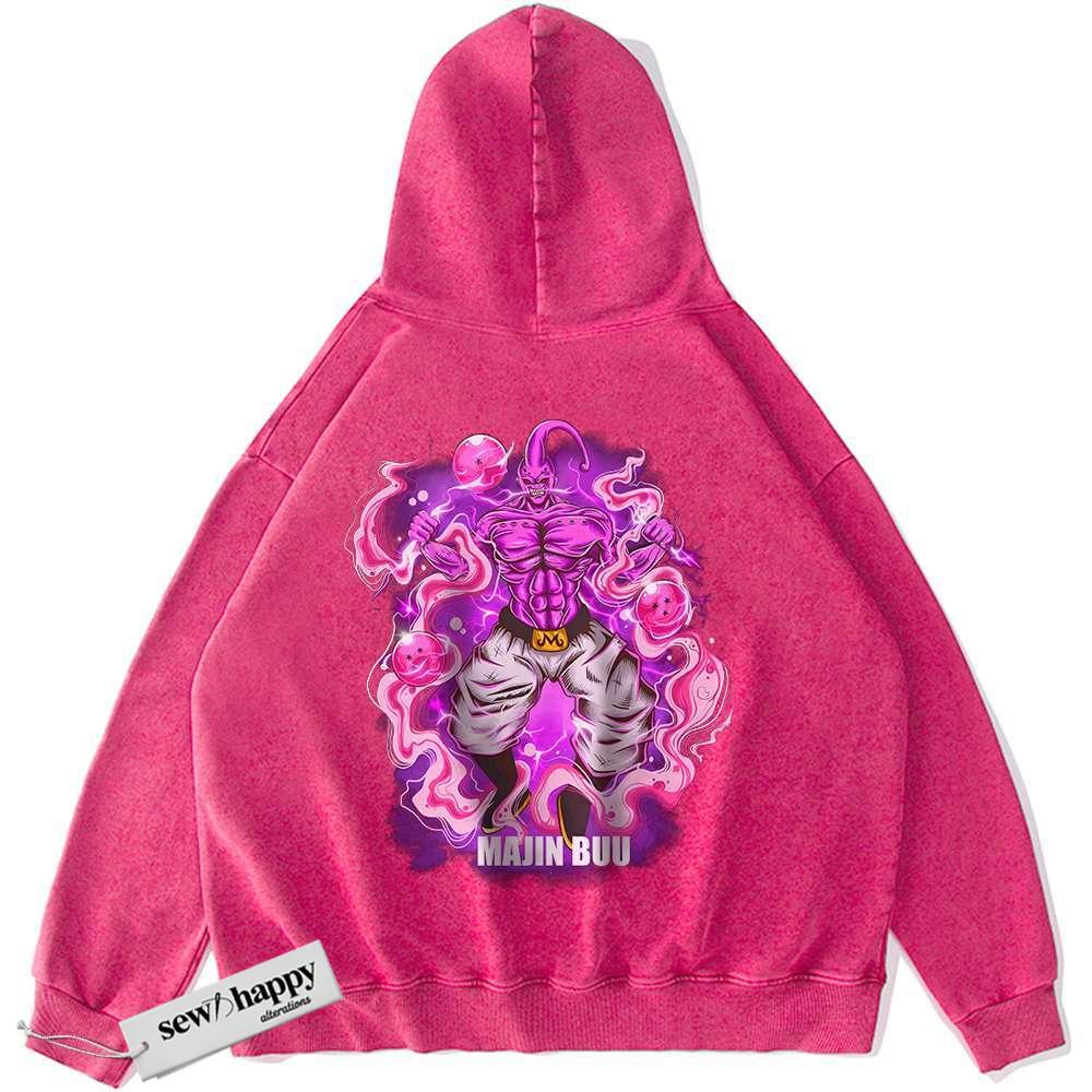 Wash Hoodie Majin Buu Hoodie, Dragon Ball Z Hoodie, DBZ Hoodie, Anime Hoodie, Vintage Hoodie