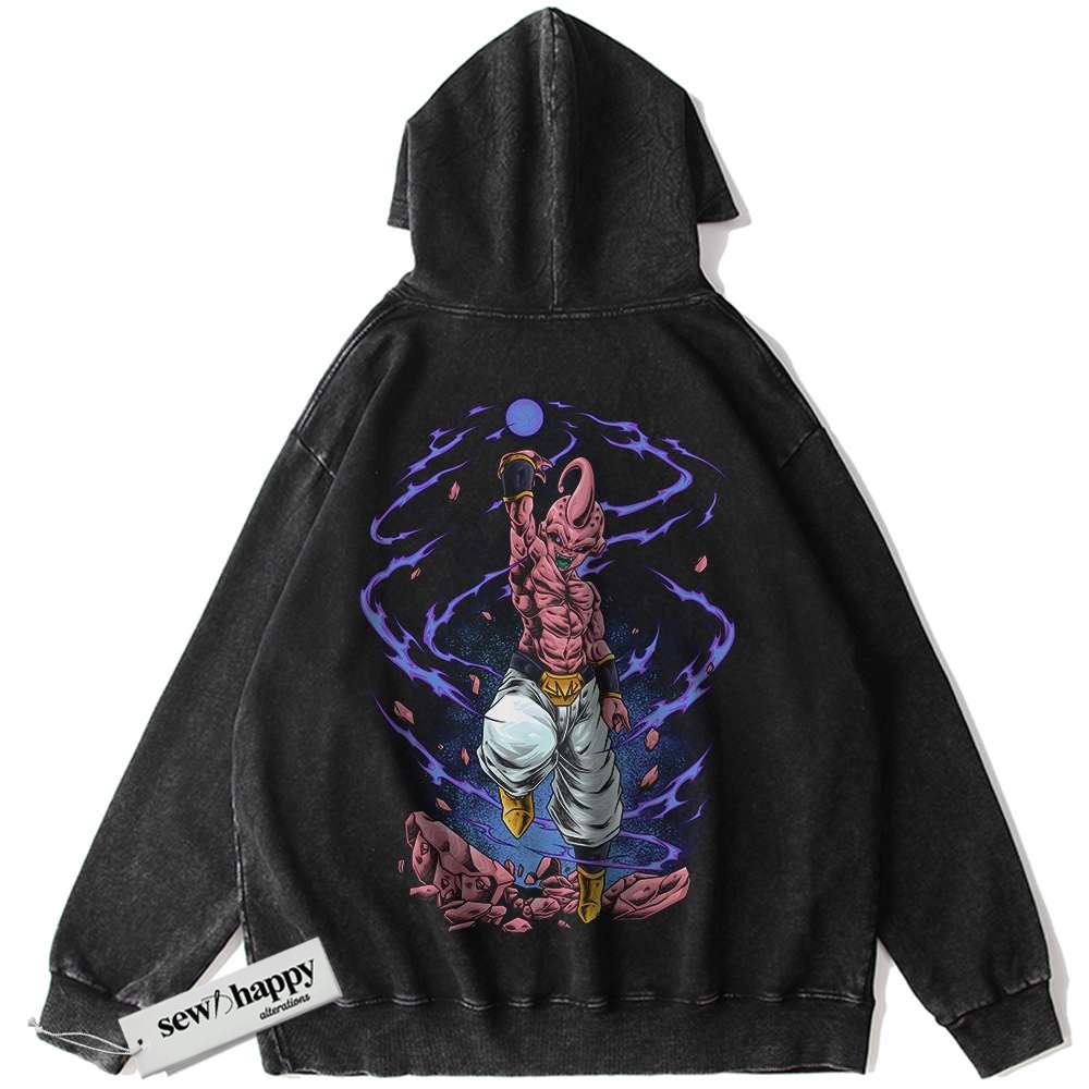 Wash Hoodie Majin Buu Hoodie, Hoodie, Dragon Ball Z Hoodie, DBZ Hoodie, Anime Hoodie, Vintage Hoodie