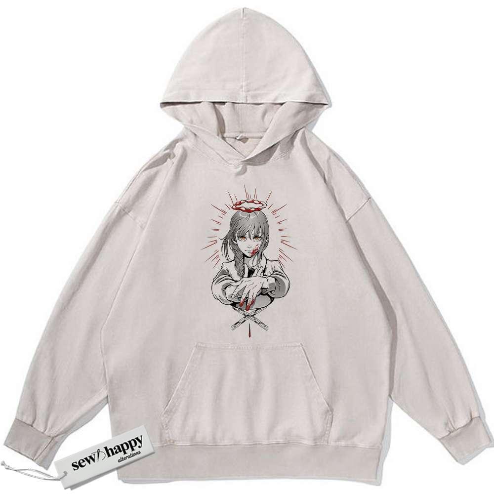 Wash Hoodie Makima Hoodie, Chainsaw Man Hoodie, Anime Hoodie, Vintage Hoodie