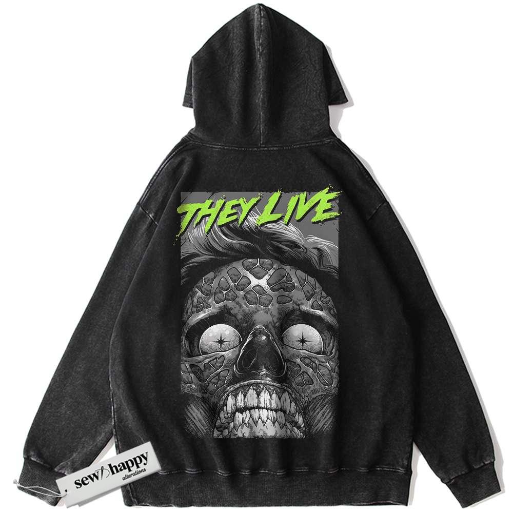 Wash Hoodie Male Ghoul Hoodie,They Live Hoodie, Halloween Hoodie, Horror Hoodie, Vintage Hoodie
