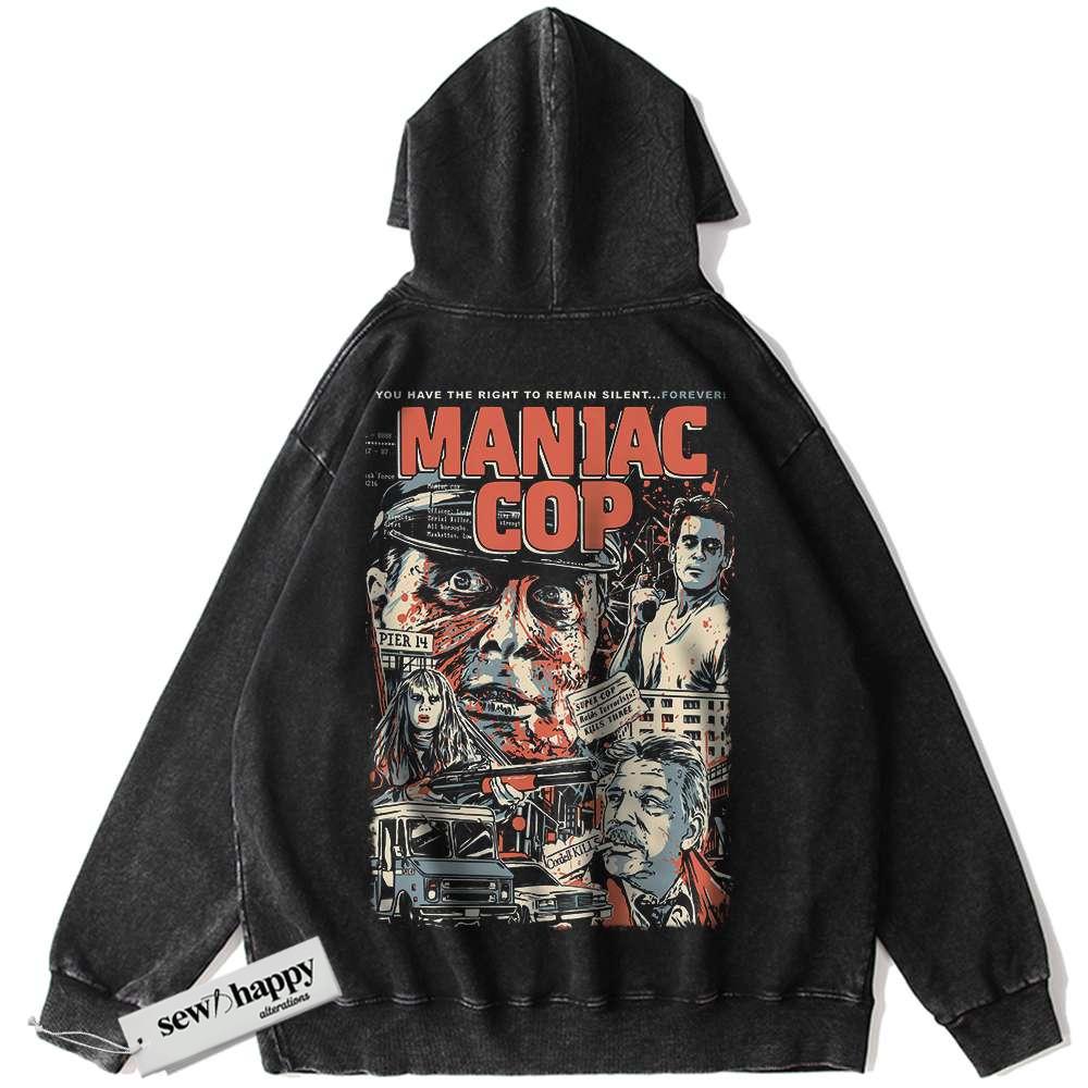 Wash Hoodie Maniac Cop Hoodie, Halloween Hoodie, Horror Movie Hoodie, Vintage Hoodie
