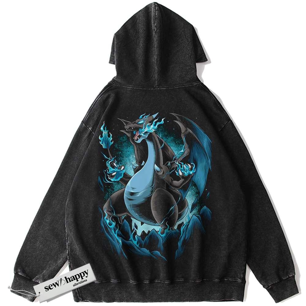Wash Hoodie Mega Charizard X Hoodie, Pokemon Hoodie, Anime Hoodie, Vintage Hoodie