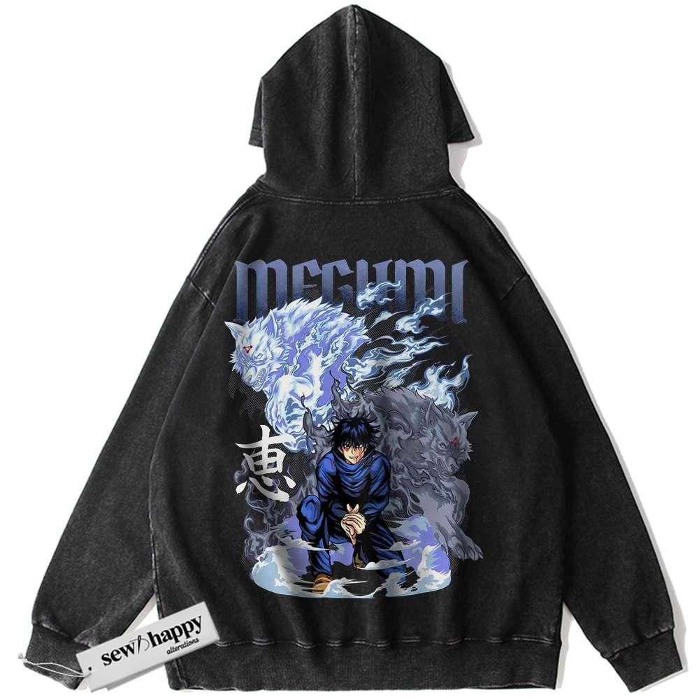 Wash Hoodie Megumi Fushiguro Hoodie, Jujutsu Kaisen Hoodie, Anime Hoodie, Vintage Hoodie