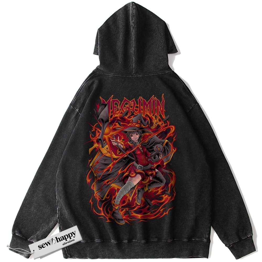 Wash Hoodie Megumin Hoodie, Konosuba Hoodie, Anime Hoodie, Vintage Hoodie