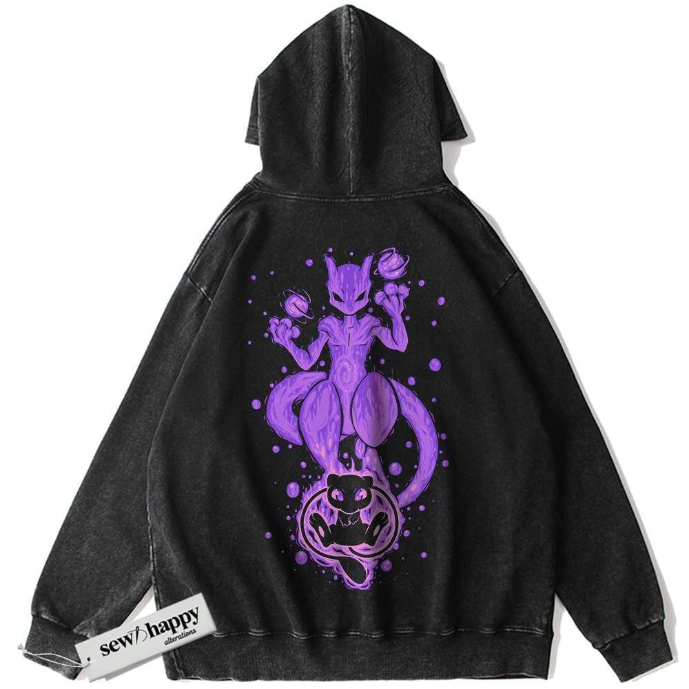 Wash Hoodie Mewtwo Hoodie, Mew Hoodie, Pokemon Hoodie, Anime Hoodie, Vintage Hoodie