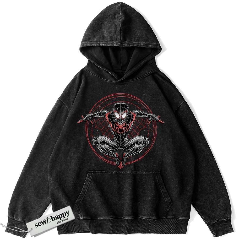 Wash Hoodie Miles Morales Hoodie, Spider-Man Hoodie, Marvel Comics Hoodie, Vintage Hoodie