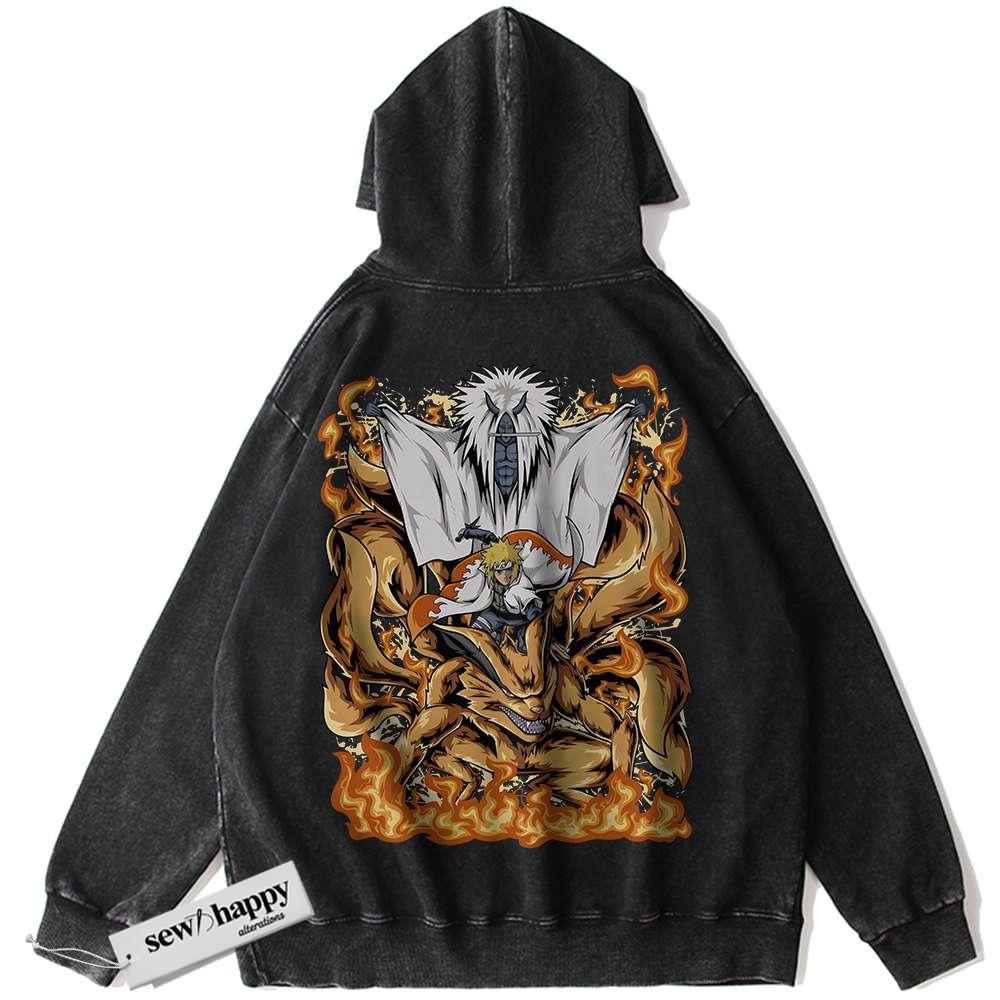 Wash Hoodie Minato Namikaze Hoodie, Naruto Hoodie, Anime Hoodie, Vintage Hoodie