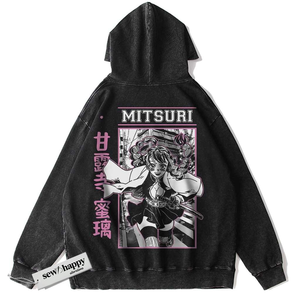 Wash Hoodie Mitsuri Kanroji Hoodie, Demon Slayer Hoodie, Anime Hoodie, Vintage Hoodie