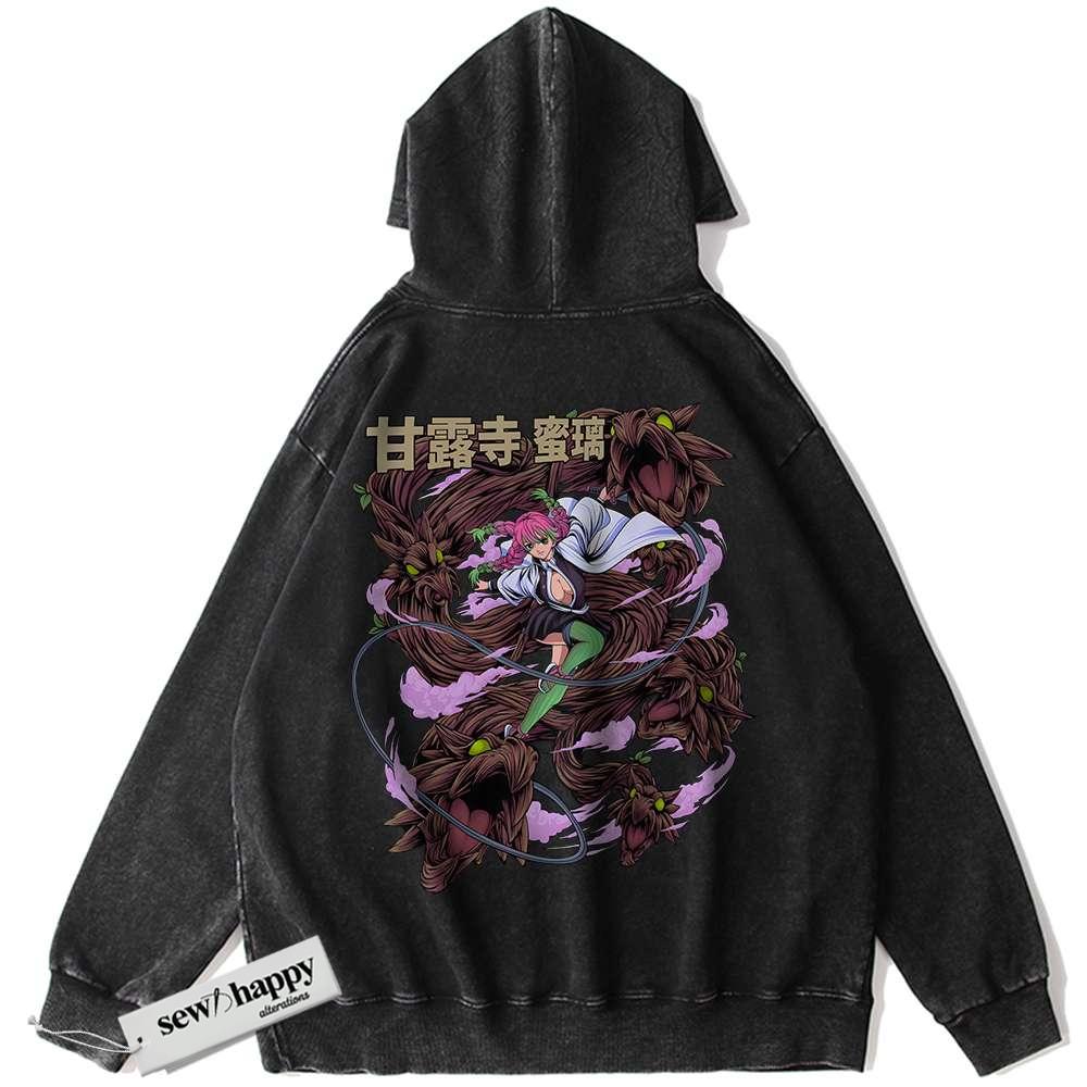 Wash Hoodie Mitsuri Kanroji Hoodie, Demon Slayer Hoodie, Anime Hoodie, Vintage Hoodie
