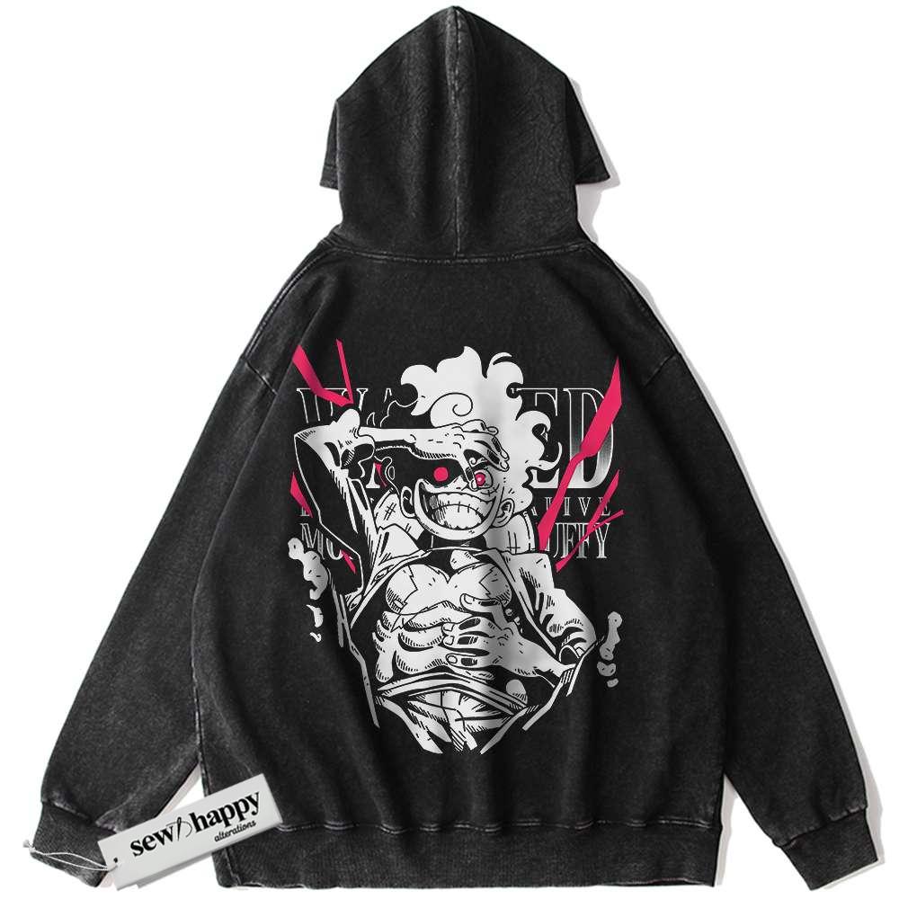 Wash Hoodie Monkey D Luffy Gear 5 Hoodie, One Piece Hoodie, Anime Hoodie, Vintage Hoodie