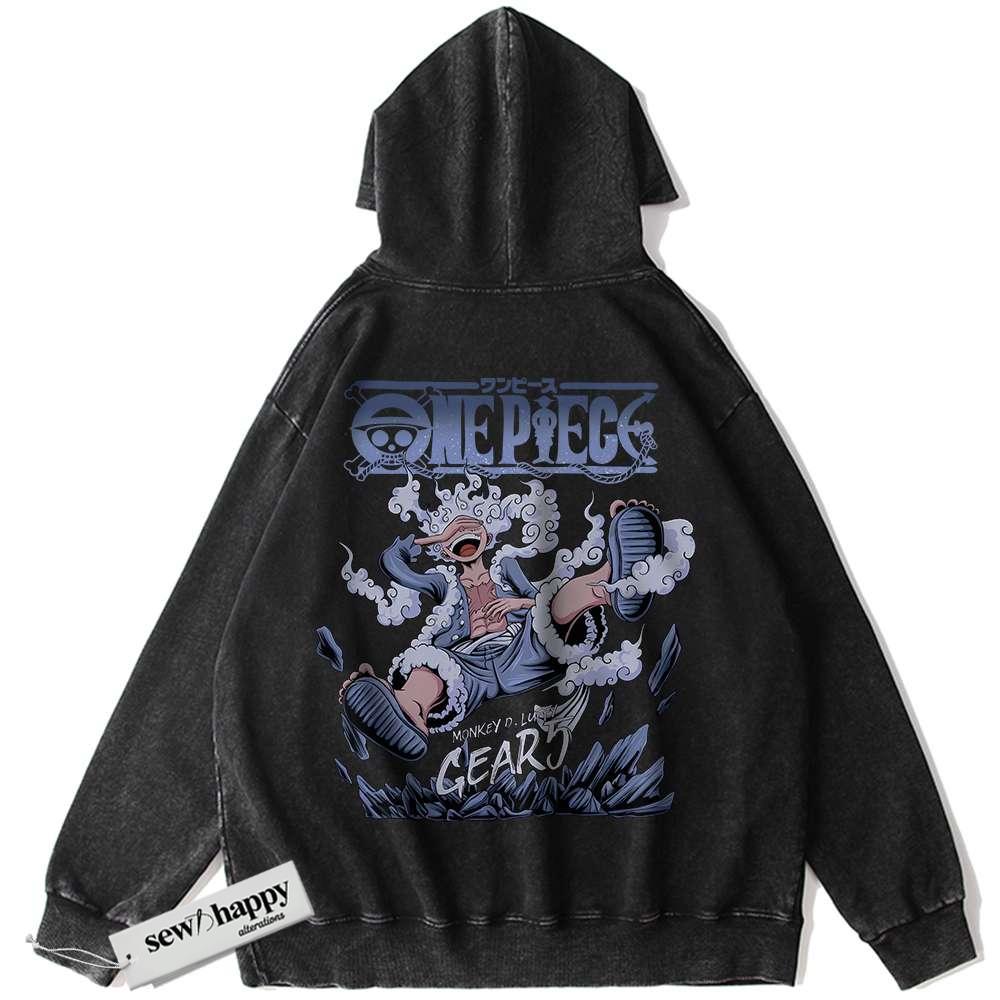 Wash Hoodie Monkey D Luffy Gear 5 Hoodie, One Piece Hoodie, Anime Hoodie, Vintage Hoodie