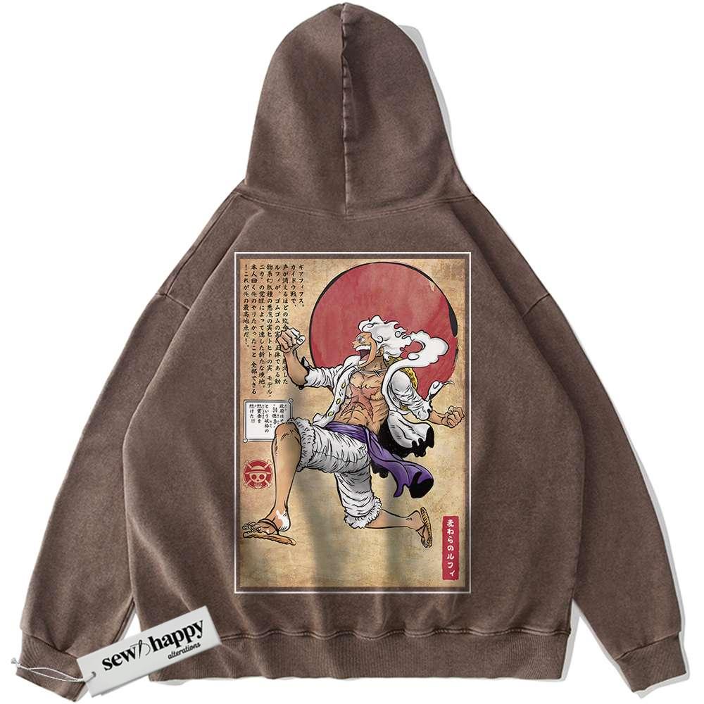Wash Hoodie Monkey D Luffy Hoodie, Luffy Gear 5 Hoodie, One Piece Hoodie, Anime Hoodie, Vintage Hoodie