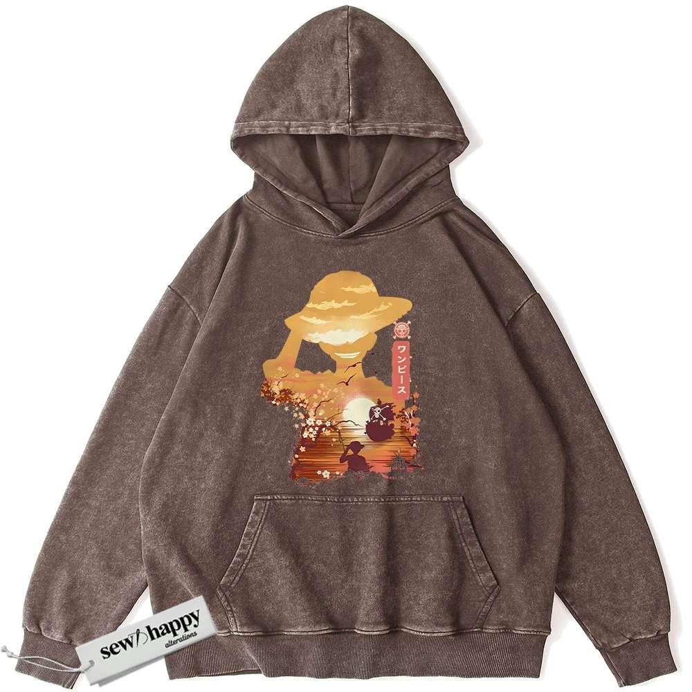 Wash Hoodie Monkey D Luffy Hoodie, One Piece Hoodie, Anime Hoodie, Vintage Hoodie