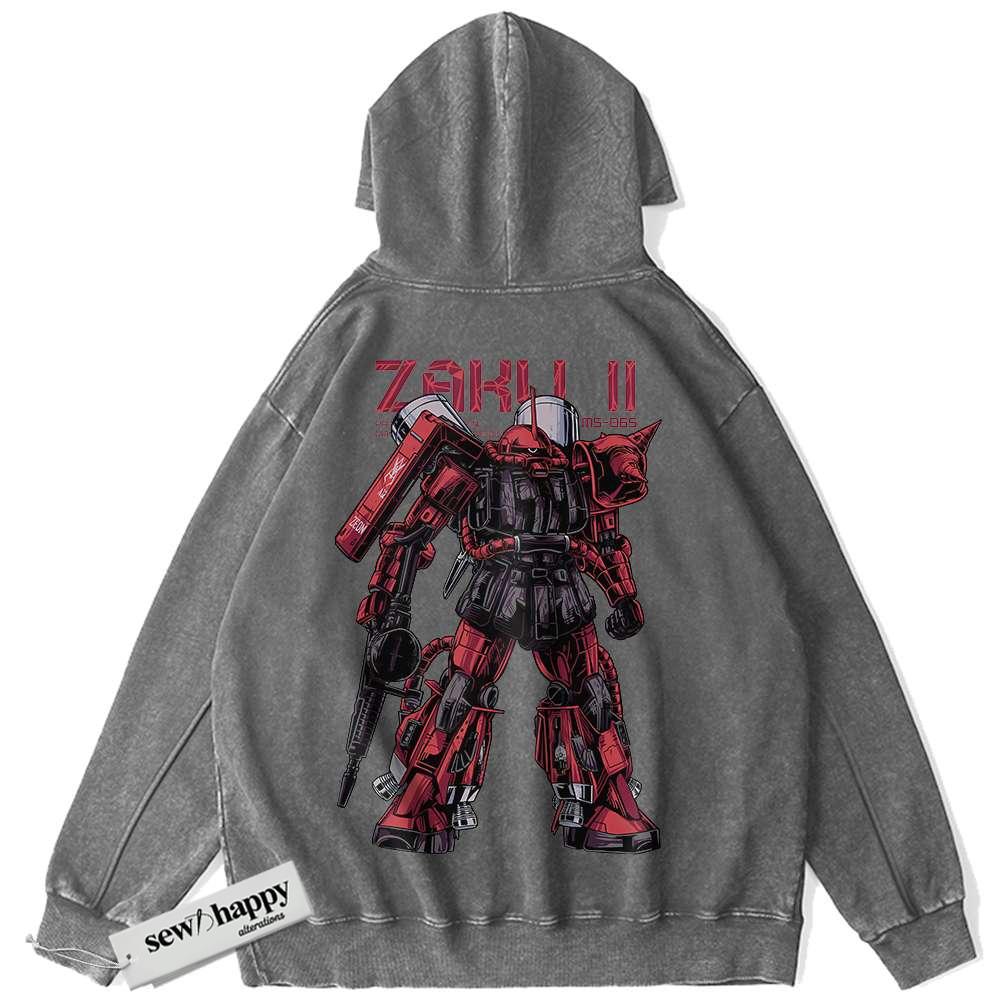 Wash Hoodie MS-06S Zaku II Hoodie, The Gundam Hoodie, Anime Hoodie, Vintage Hoodie