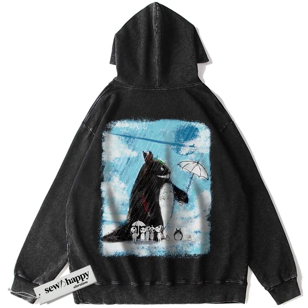Wash Hoodie My Neighbor Totoro Hoodie, Studio Ghibli Hoodie, Anime Hoodie, Vintage Hoodie