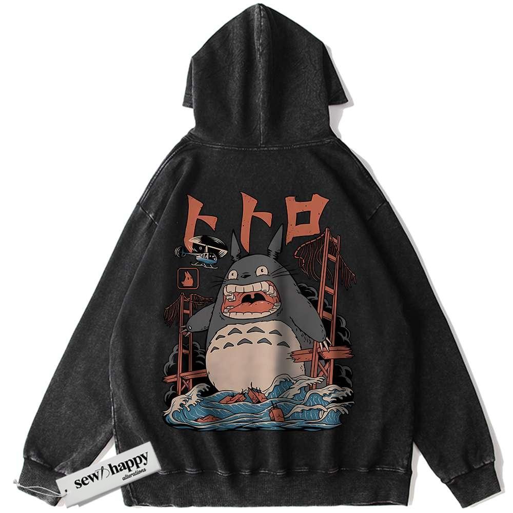 Wash Hoodie My Neighbor Totoro Hoodie, Studio Ghibli Hoodie, Anime Vintage Hoodie
