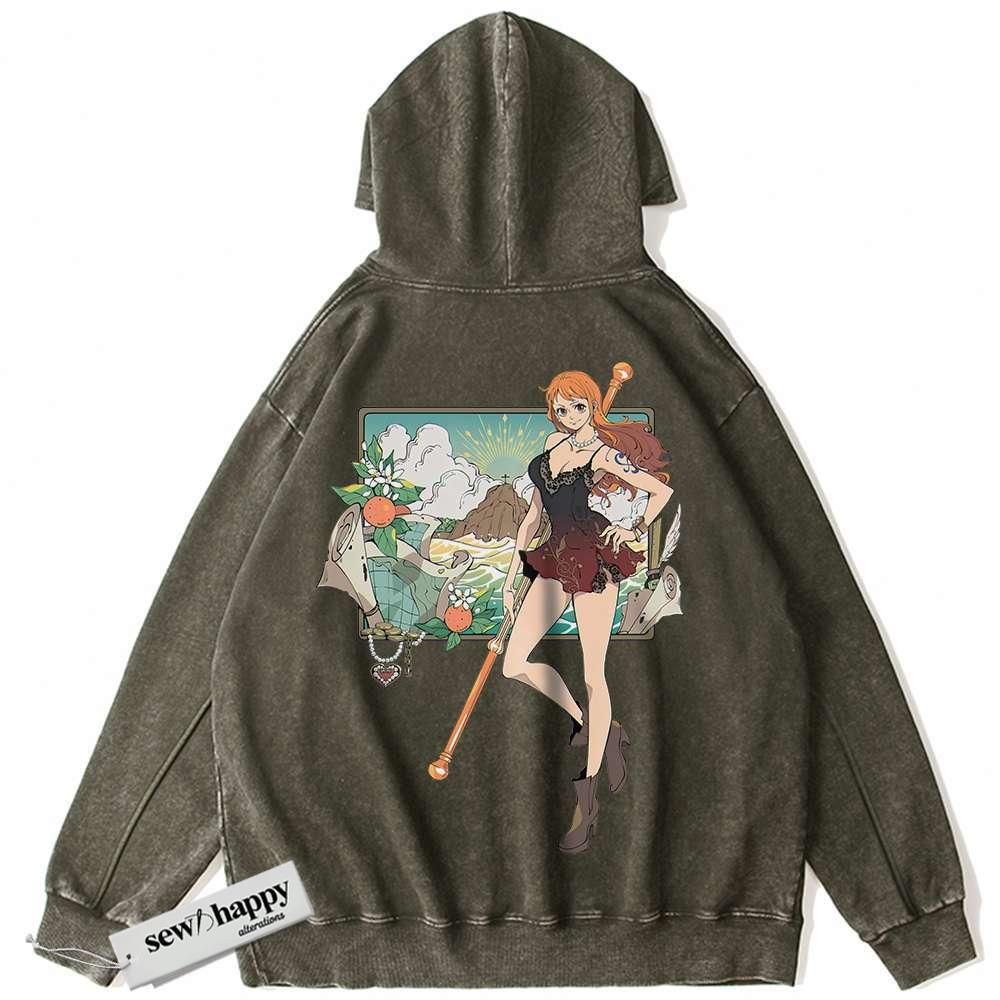 Wash Hoodie Nami Hoodie, One Piece Hoodie, Anime Hoodie, Vintage Hoodie