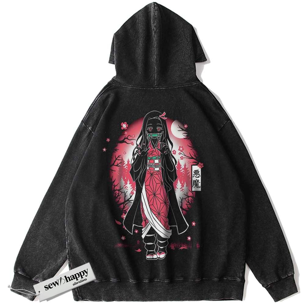 Wash Hoodie Nezuko Kamado Hoodie, Demon Slayer Hoodie, Anime Hoodie, Vintage Hoodie
