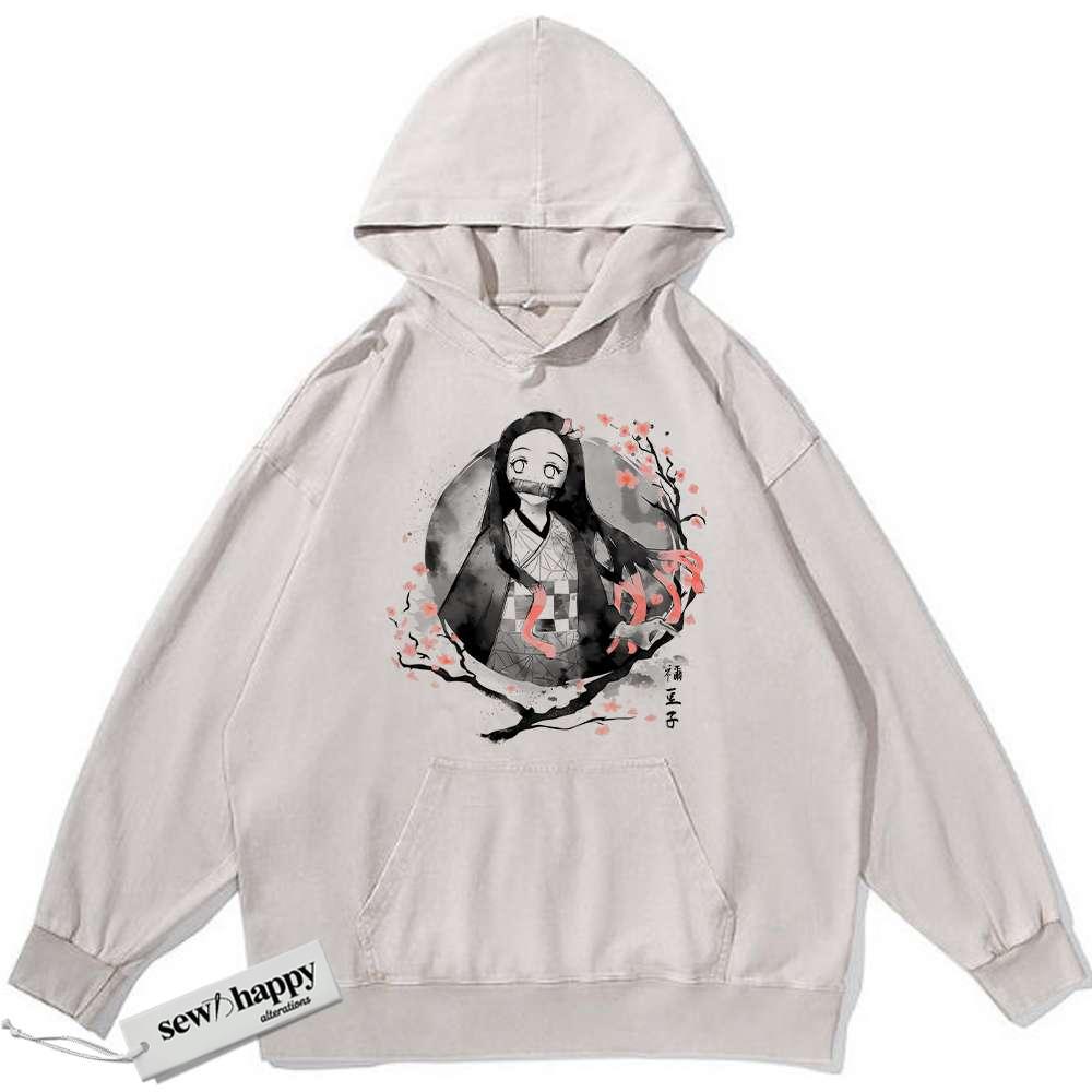 Wash Hoodie Nezuko Kamado Hoodie, Demon Slayer Hoodie, Anime Hoodie, Vintage Hoodie