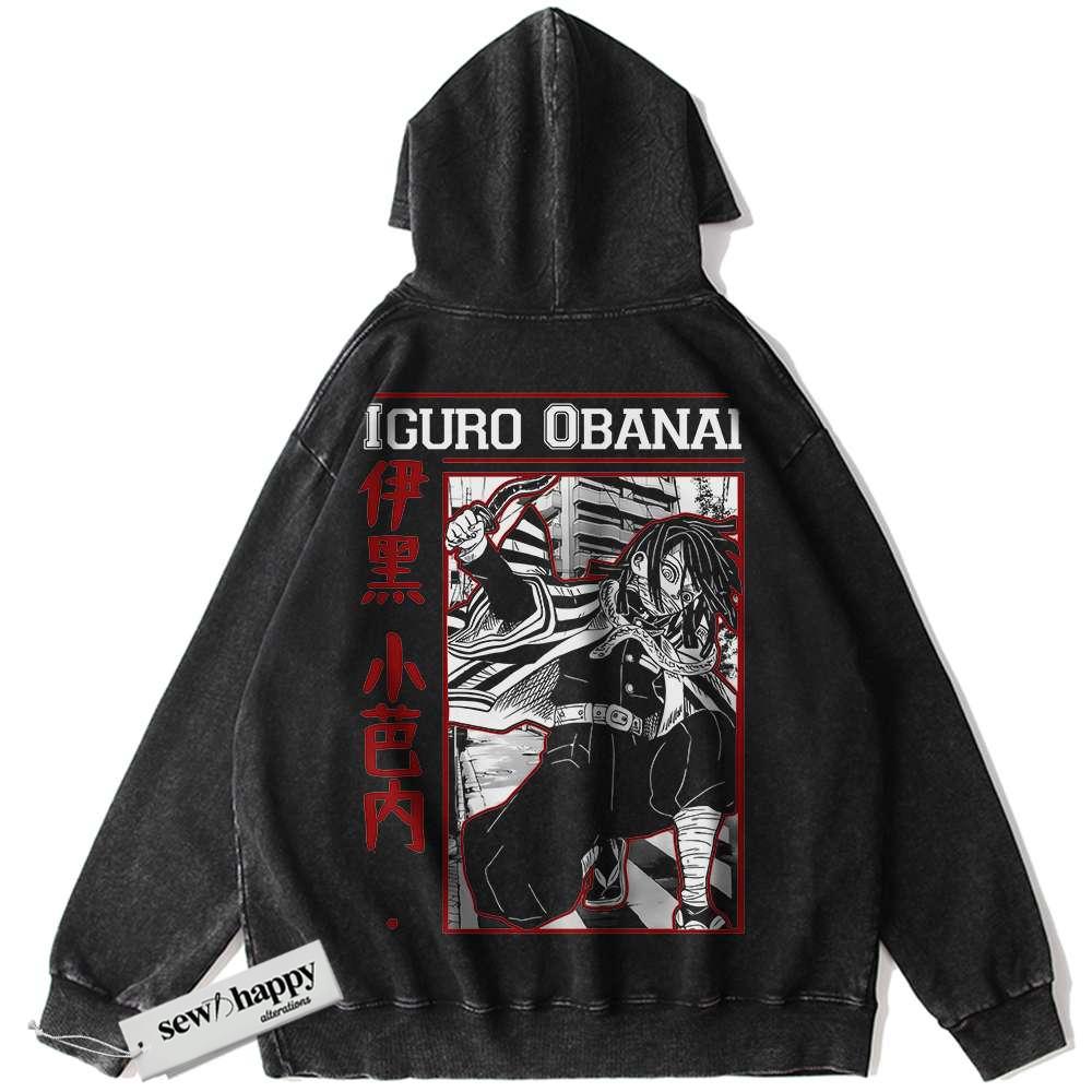 Wash Hoodie Obanai Iguro Hoodie, Demon Slayer Hoodie, Anime Hoodie, Vintage Hoodie