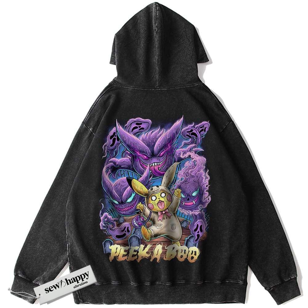 Wash Hoodie Pikachu Hoodie, Gengar Hoodie, Pokemon Hoodie, Anime Hoodie, Vintage Hoodie