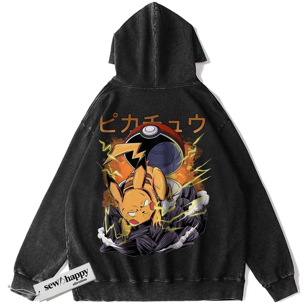 Wash Hoodie Pikachu Hoodie, Pokemon Hoodie, Anime Hoodie, Vintage Hoodie