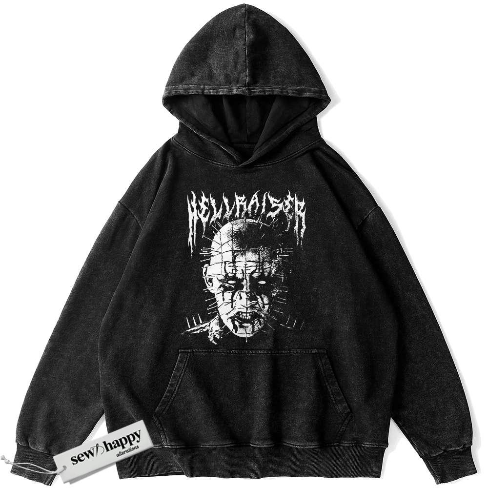 Wash Hoodie Pinhead Hoodie, Hellraiser Hoodie, Halloween Hoodie, Horror Hoodie, Vintage Hoodie