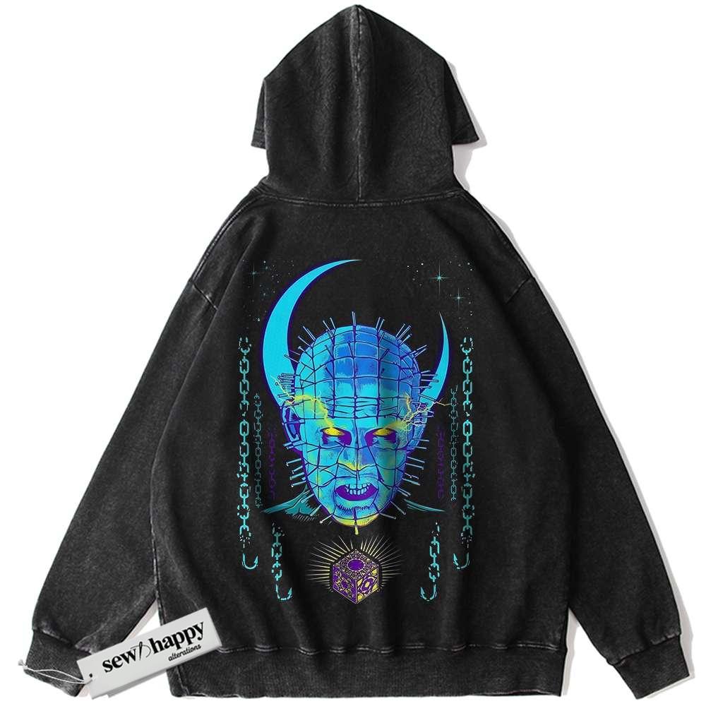 Wash Hoodie Pinhead Hoodie, Hellraiser Hoodie, Halloween Hoodie, Horror Hoodie, Vintage Hoodie