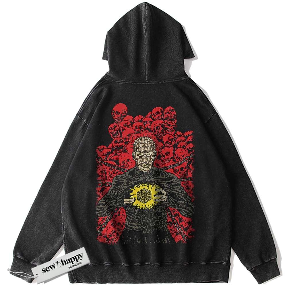 Wash Hoodie Pinhead Hoodie, Hellraiser Hoodie, Halloween Hoodie, Horror Hoodie, Vintage Hoodie