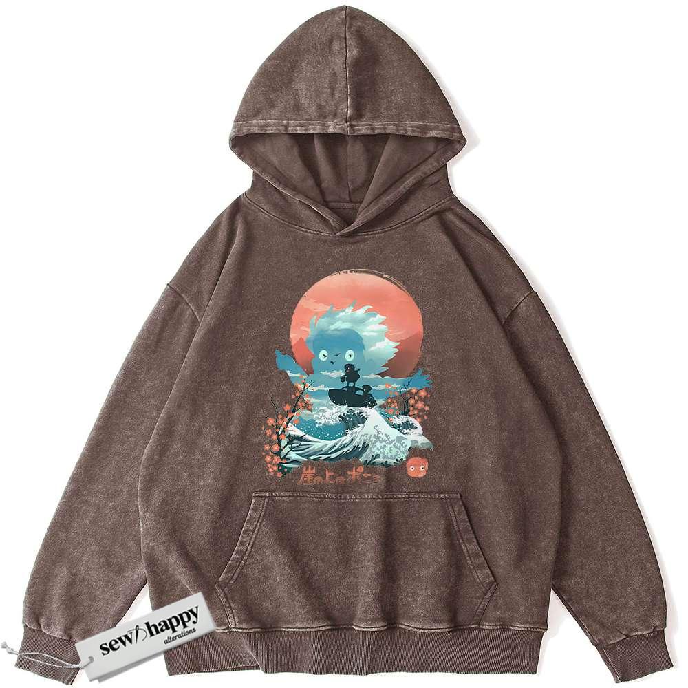Wash Hoodie Ponyo Hoodie, Studio Ghibli Hoodie, Anime Hoodie, Vintage Hoodie
