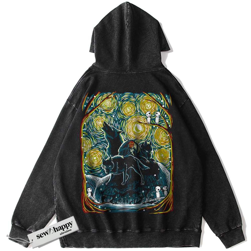 Wash Hoodie Princess Mononoke Hoodie, Studio Ghibli Hoodie, Anime Hoodie, Vintage Hoodie