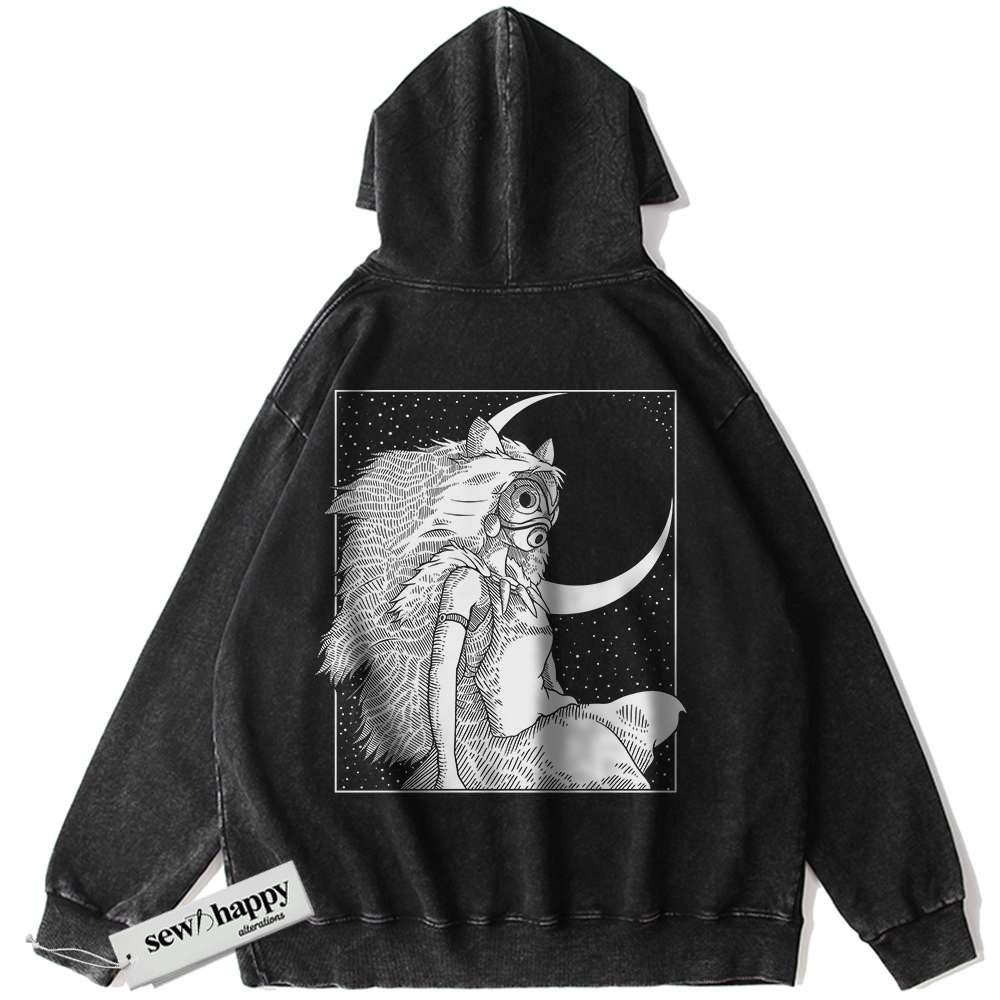Wash Hoodie Princess Mononoke Hoodie, Studio Ghibli Hoodie, Anime Hoodie, Vintage Hoodie