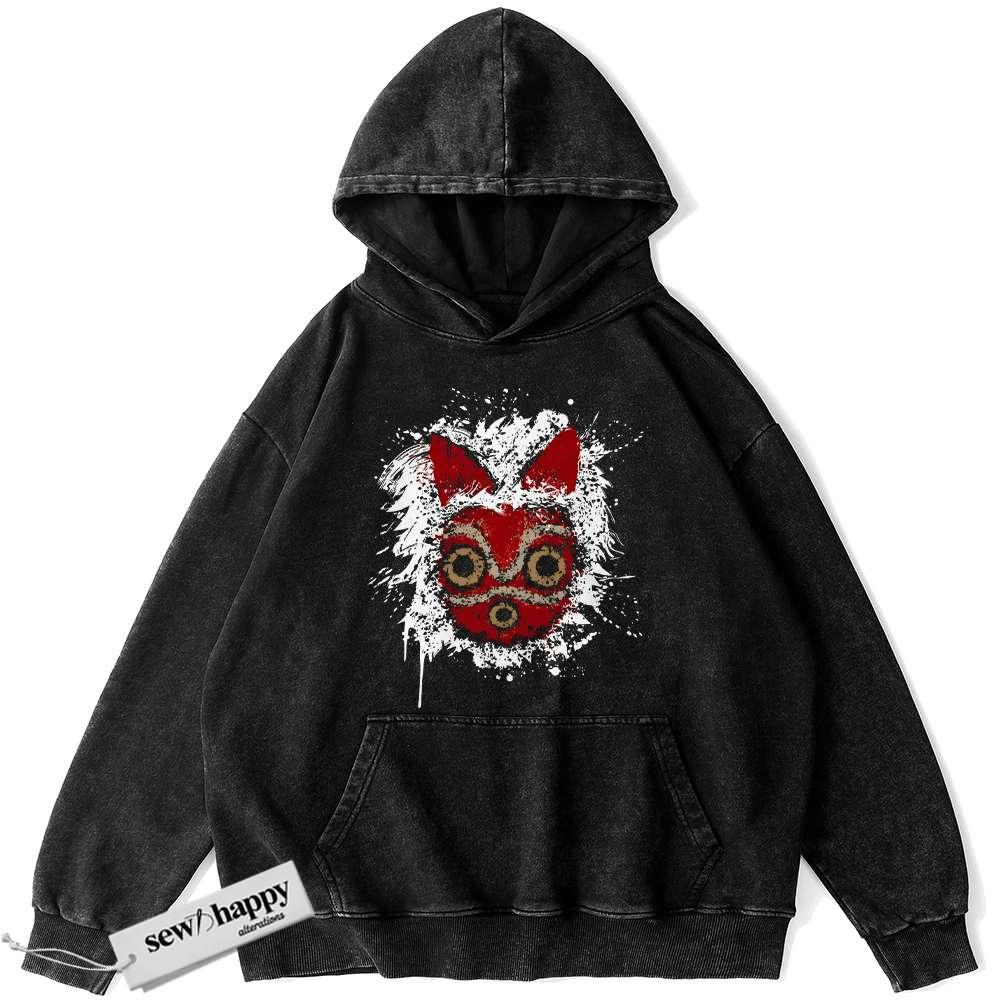 Wash Hoodie Princess Mononoke Hoodie, Studio Ghibli Hoodie, Anime Hoodie, Vintage Hoodie