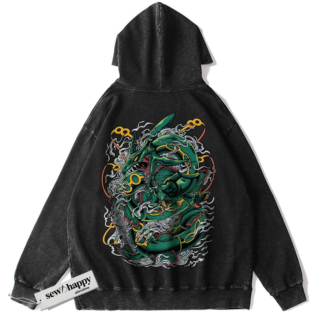 Wash Hoodie Rayquaza Hoodie, Pokemon Hoodie, Anime Hoodie, Vintage Hoodie