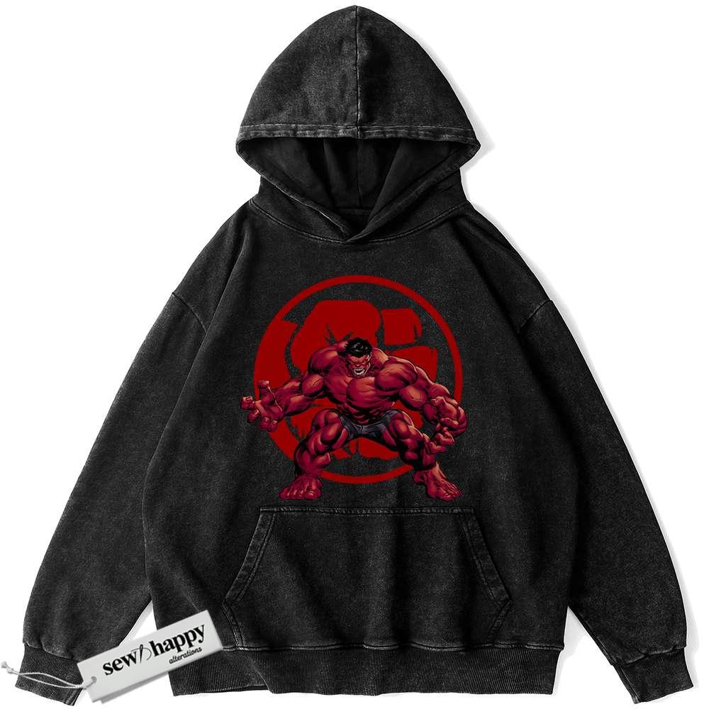 Wash Hoodie Red Hulk Hoodie, Marvel Comics Hoodie, Vintage Hoodie