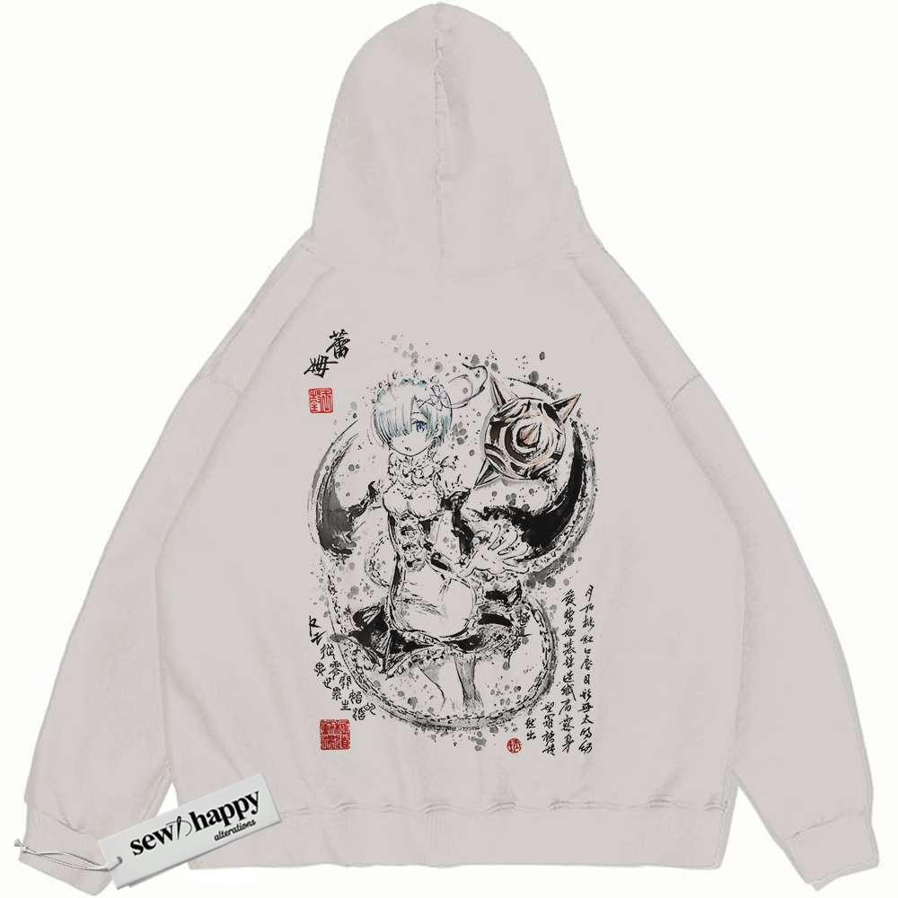 Wash Hoodie Rem Hoodie, Re:Zero Hoodie, Anime Hoodie, Vintage Hoodie
