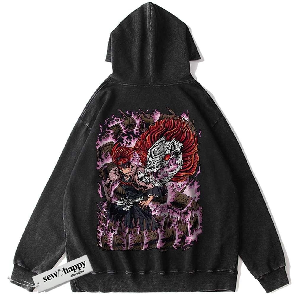 Wash Hoodie Renji Abarai Hoodie, Bleach Hoodie, Anime Hoodie, Vintage Hoodie