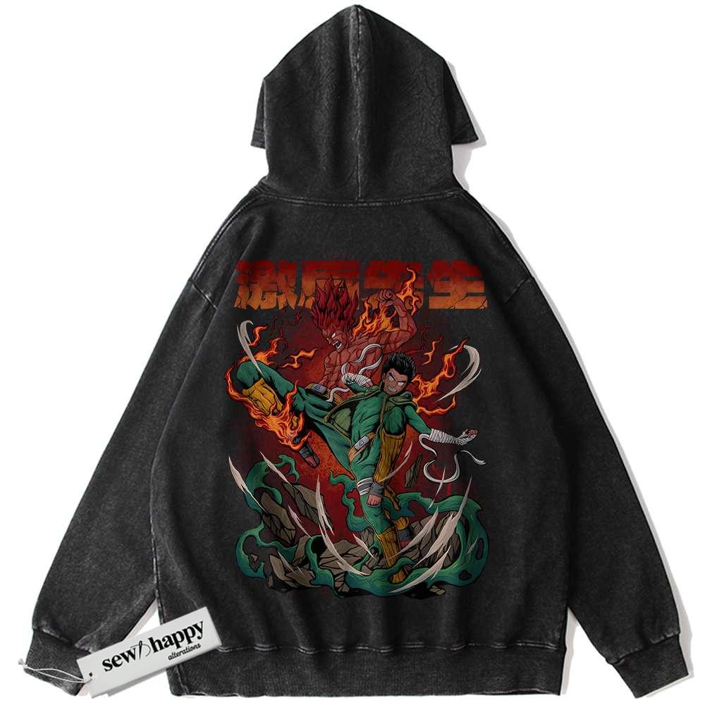 Wash Hoodie Rock Lee Hoodie, Might Guy Hoodie, Naruto Hoodie, Anime Hoodie, Vintage Hoodie