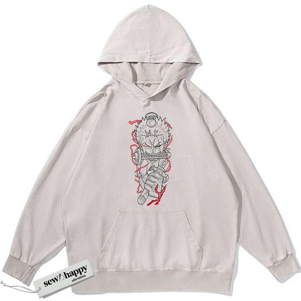 Wash Hoodie Roronoa Zoro Hoodie, One Piece Hoodie, Anime Hoodie, Vintage Hoodie