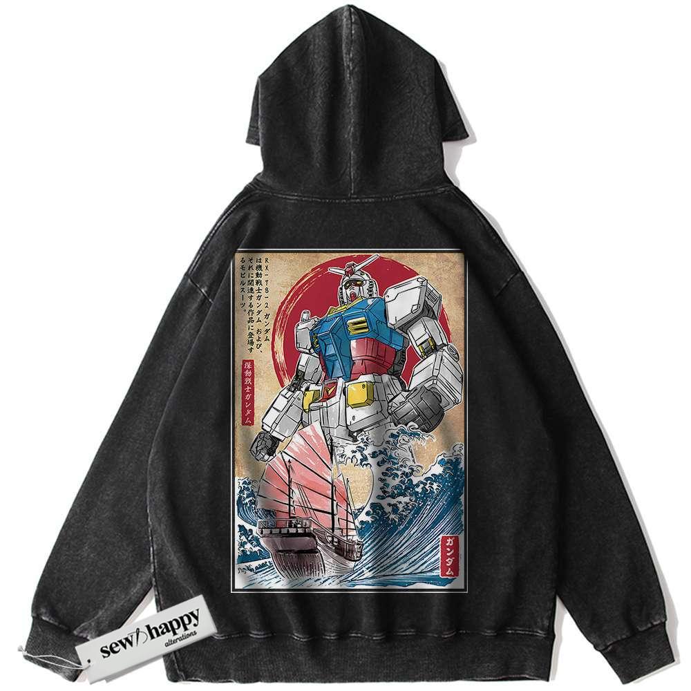 Wash Hoodie RX-78-2 Gundam Hoodie, Anime Hoodie, Vintage Hoodie
