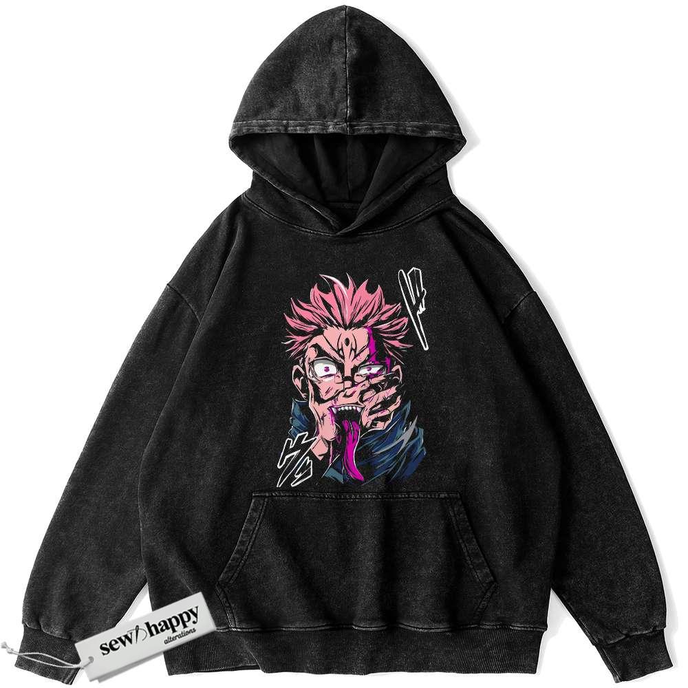 Wash Hoodie Ryomen Sukuna Hoodie, Jujutsu Kaisen Hoodie, Anime Hoodie, Vintage Hoodie
