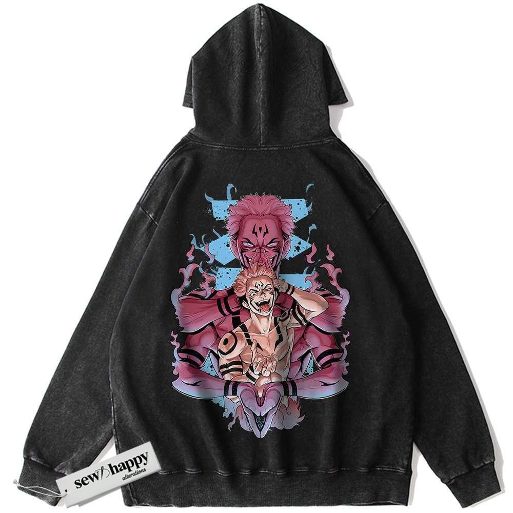Wash Hoodie Ryomen Sukuna Hoodie, Jujutsu Kaisen Hoodie, Anime Hoodie, Vintage Hoodie