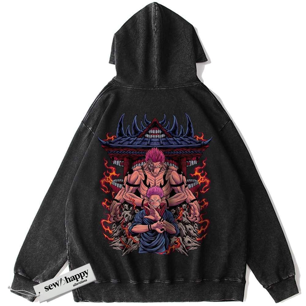 Wash Hoodie Ryomen Sukuna Hoodie, Jujutsu Kaisen Hoodie, Anime Hoodie, Vintage Hoodie