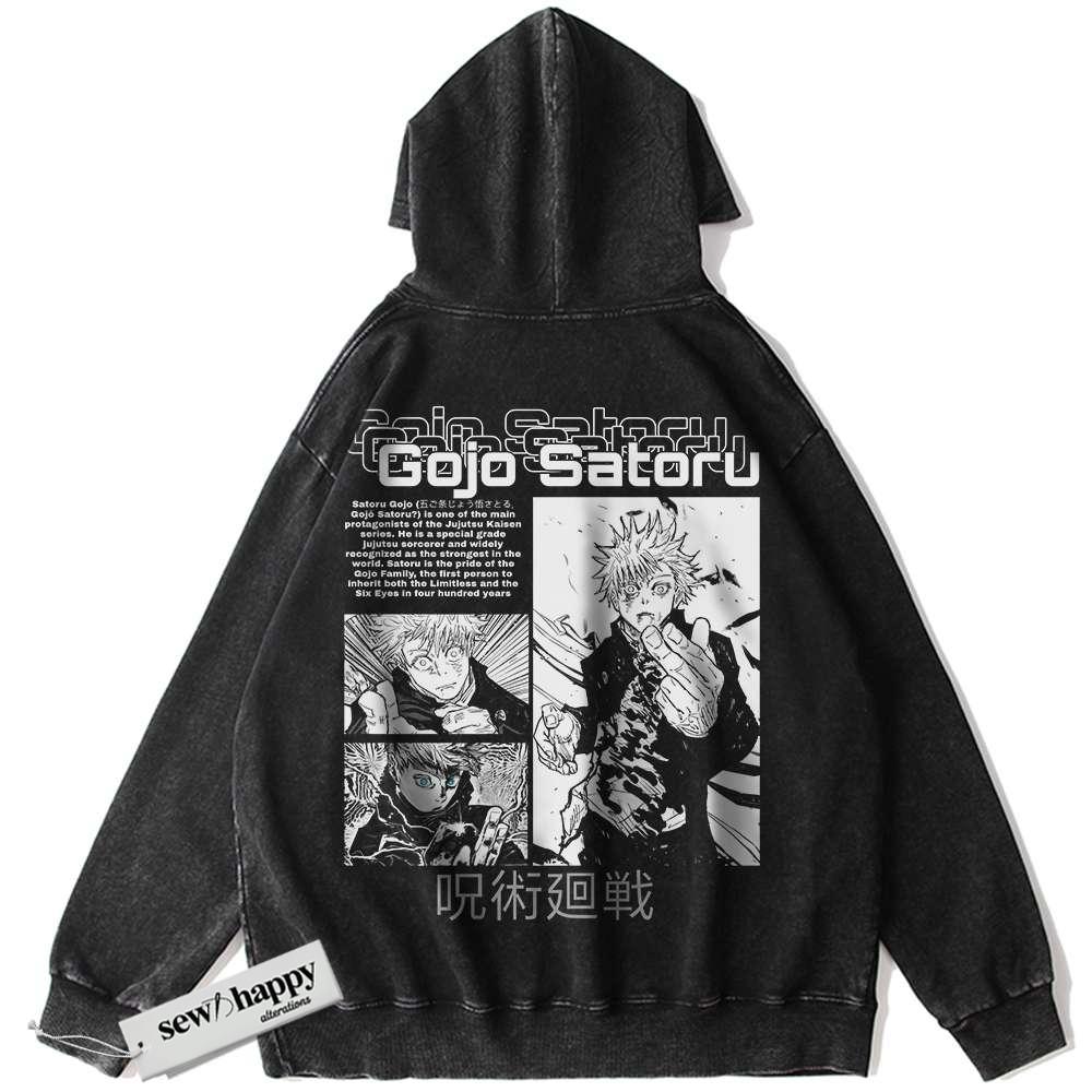 Wash Hoodie Satoru Gojo Hoodie, Jujutsu Kaisen Hoodie, Anime Hoodie, Vintage Hoodie