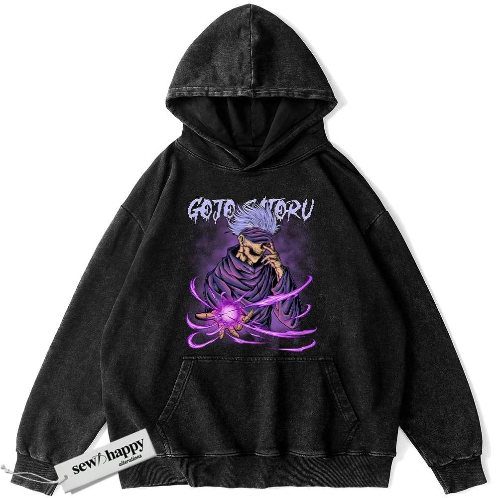 Wash Hoodie Satoru Gojo Hoodie, Jujutsu Kaisen Hoodie, Anime Hoodie, Vintage Hoodie