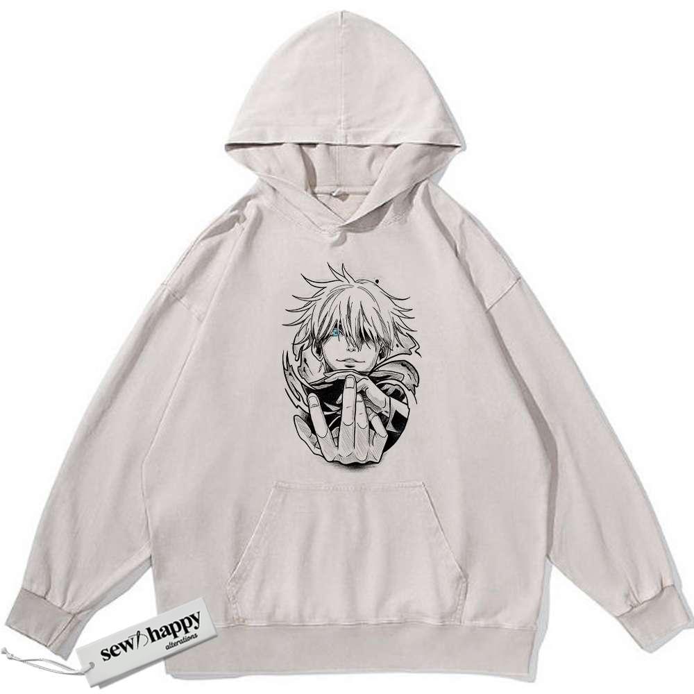 Wash Hoodie Satoru Gojo Hoodie, Jujutsu Kaisen Hoodie, Anime Hoodie, Vintage Hoodie