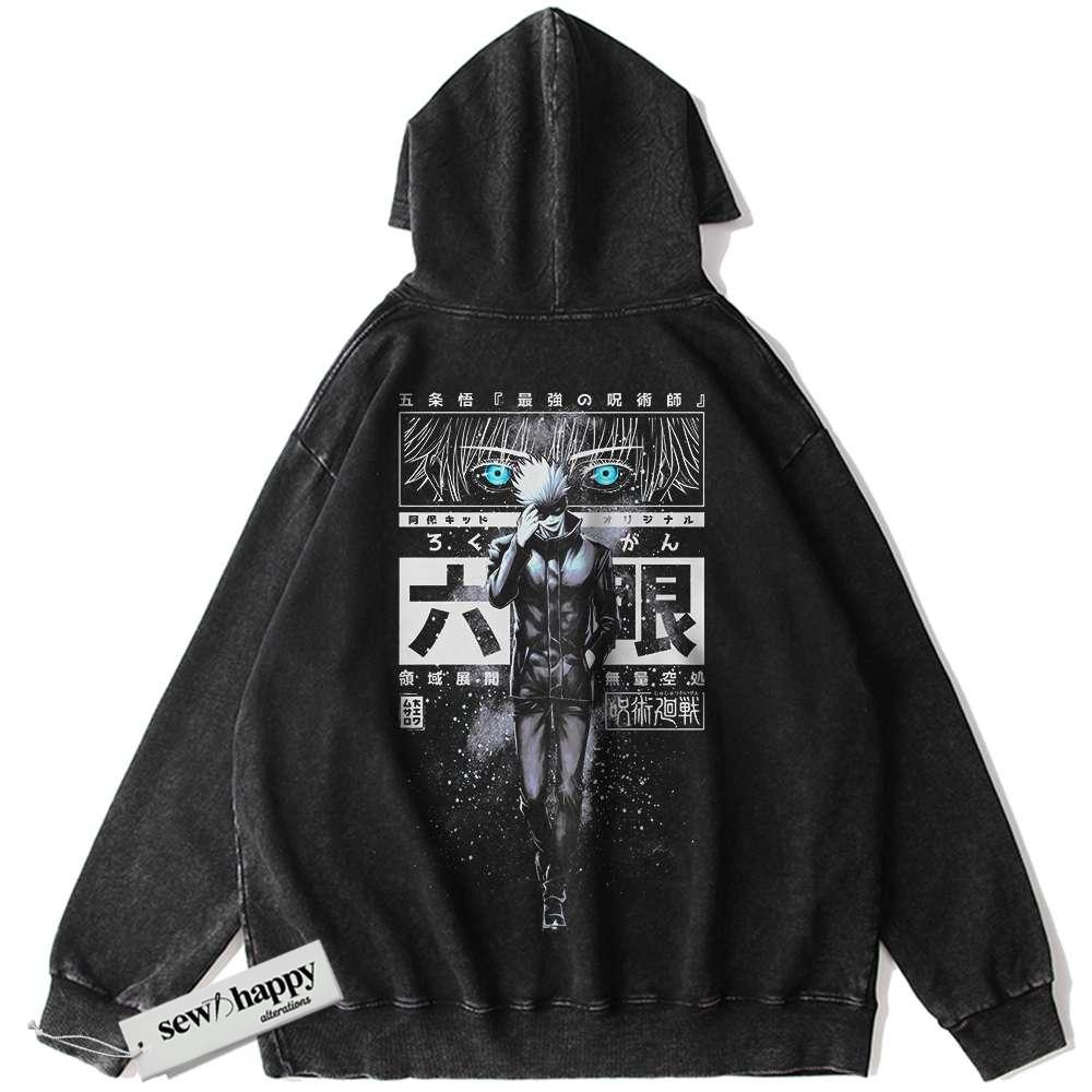 Wash Hoodie Satoru Gojo Hoodie, Jujutsu Kaisen Hoodie, Anime Hoodie, Vintage Hoodie
