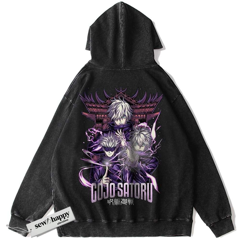 Wash Hoodie Satoru Gojo Hoodie, Jujutsu Kaisen Hoodie, Anime Hoodie, Vintage Hoodie
