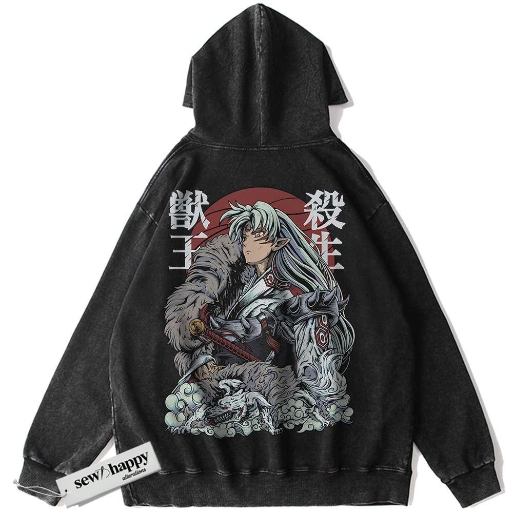 Wash Hoodie Sesshomaru Hoodie, Inuyasha Hoodie, Anime Hoodie, Vintage Hoodie